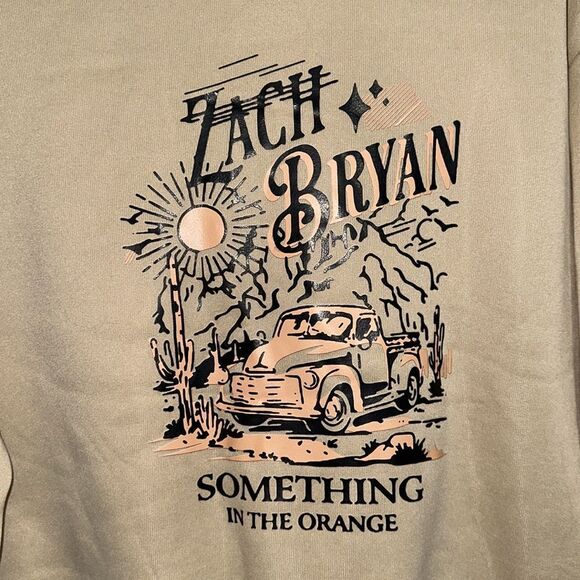 Zach Bryan XS Nude Black Orange Graphic Fleece Interior Crew Pullover Sweatshirt - Picture 3 of 11